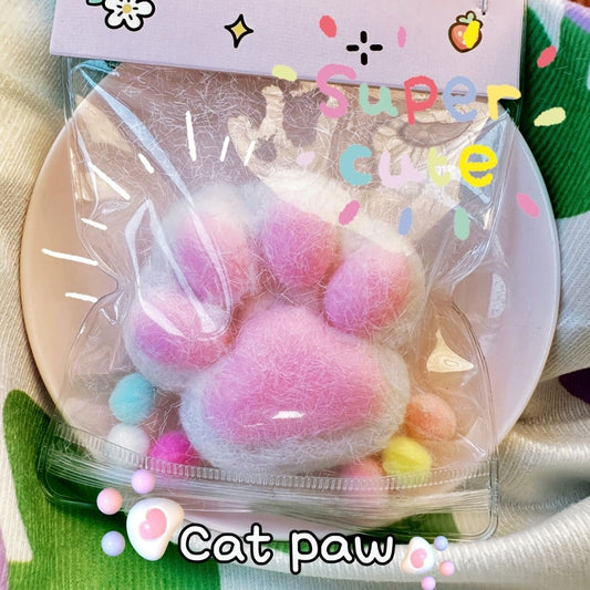 115g Handmade Silicone Cat's Paw with fur Stress Relief Squishy Toy